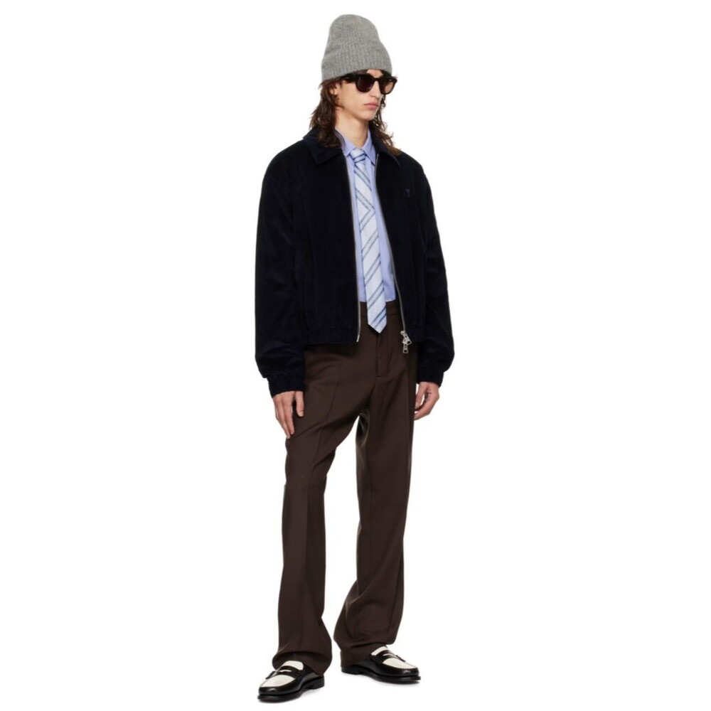 AMI Paris Straight Fit Trousers Soft Wool Gabardine 221 Dark Coffee 42 - Picture 4 of 12